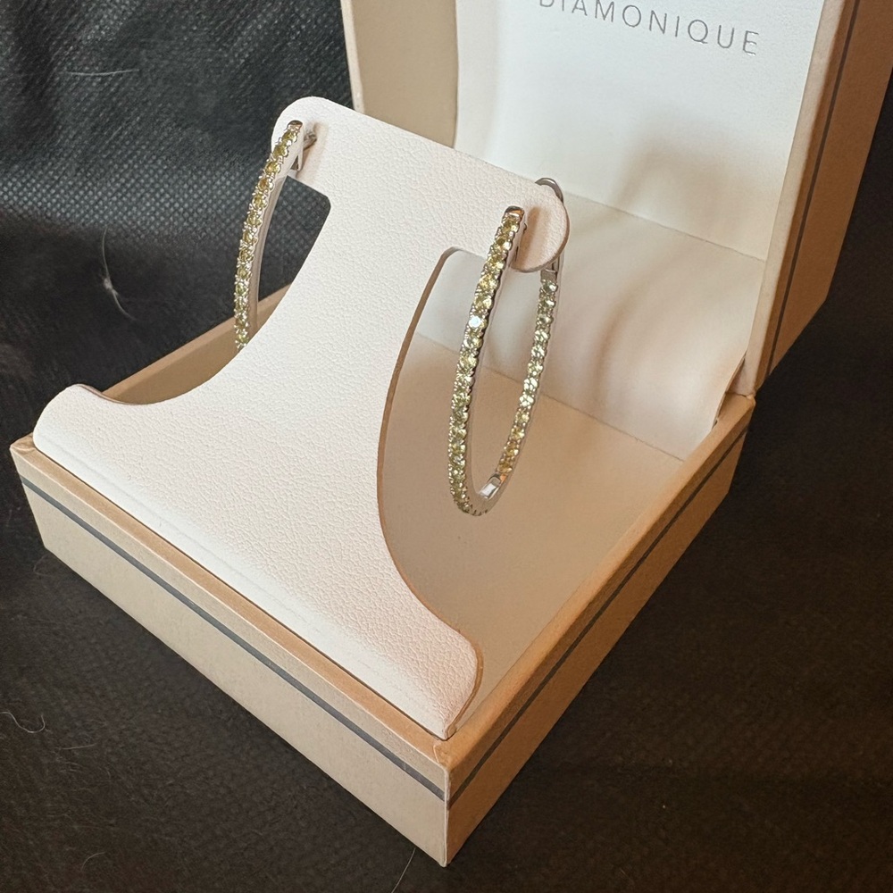 Diamonique Inside Out Peridot earrings - Picture 3 of 4